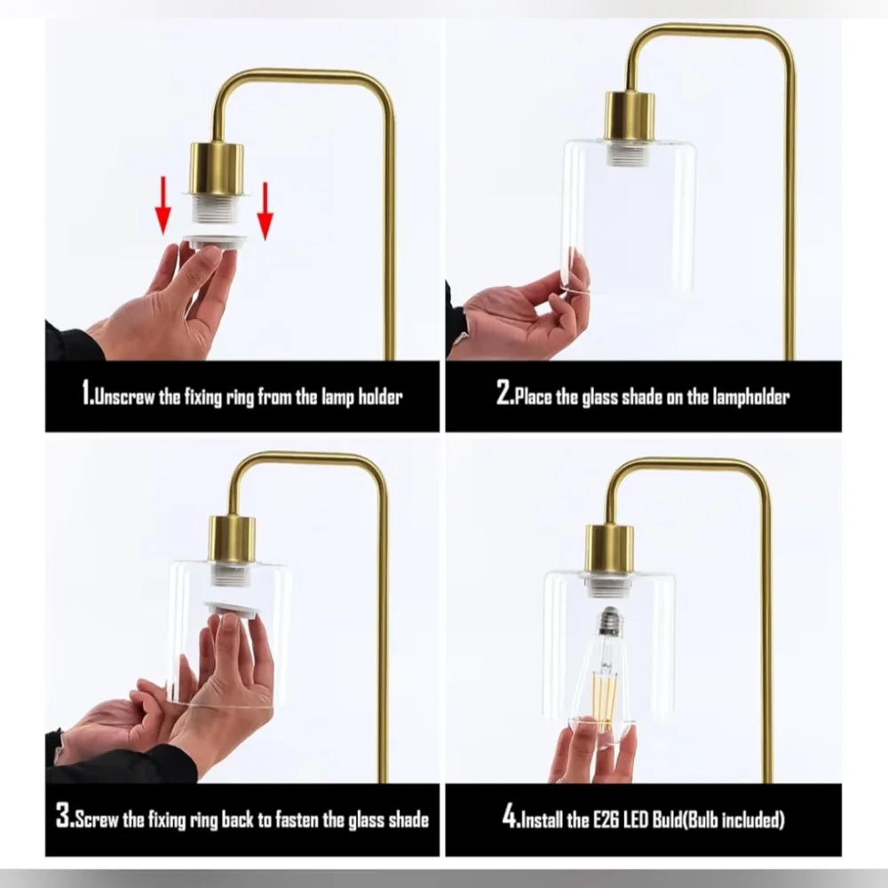 Gold Industrial 3-Way Dimmable Touch Control Table Lamps w/ USB Ports (Set of 2)